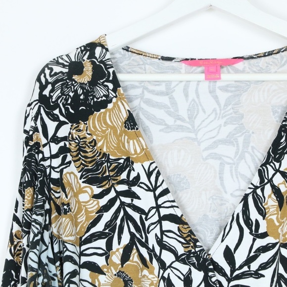 Lilly Pulitzer Black and Gold Floral Long Sleeve Dress - Picture 4 of 13